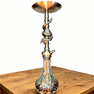 Cachimba de latón con diseño de dragón, pipa de tabaco metálica con base de cristal transparente, para exhibición en salones de fumadores y bares - Product Image 4