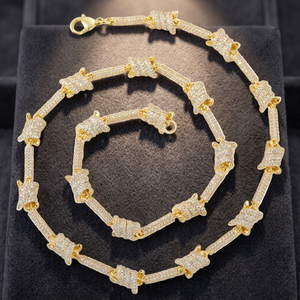 Collier chaîne à maillons étoiles plaqué or Iced Out pour homme, bijoux hip-hop - Product Image 3