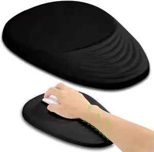 Ergonomic Mouse Pad Wrist Support With Stepped-Wedge Design Wrist Rest Pain Relief Mousepad Filled With Memory Foam