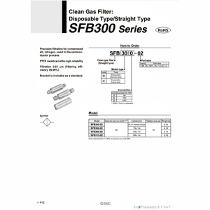 Équipement de filtration industrielle SMC Pneumatics Filtre à gaz propre SFB315-02 - Product Image 1