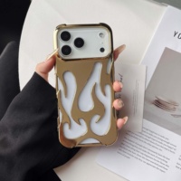 Coques de téléphone de luxe en TPU motif flamme argenté électroplaqué, avec refroidissement, pour iPhone 17, 16, 15 Pro Max, 17 Air et iPhone 18 Pro
