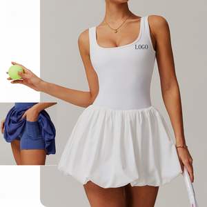 Vestidos hinchados con tiras 2 en 1 bonitos con espalda en U para mujer, éxito de ventas con logotipo personalizado, vestido de burbuja elegante con bolsillo para Pádel de tenis de talla grande - Product Image 2