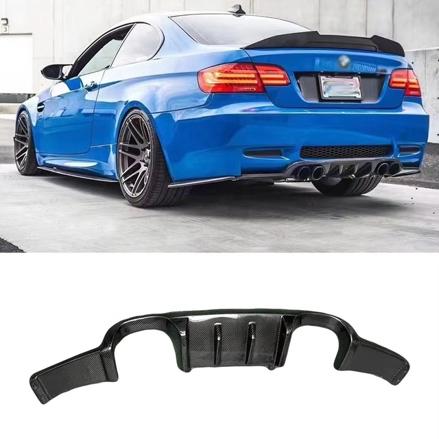 HM Style Carbon Fiber Rear Bumper Diffuser for BMW 3 Series E92 E93 M3 2006-2013 Rear Lip Spoiler Splitter Car Bodykit