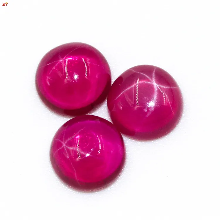 Высококачественный новый рубиновый ювелирный круглый камень, Звездный сапфир 6 мм 8 мм, белый узор, плоская задняя сторона, синтетический корундовый Сапфир, 2023