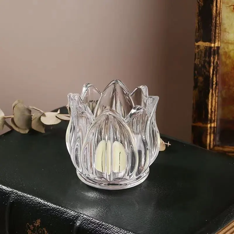 Bougeoir Tulipe Lotus Bougeoir en verre transparent Bougie de décoration de table