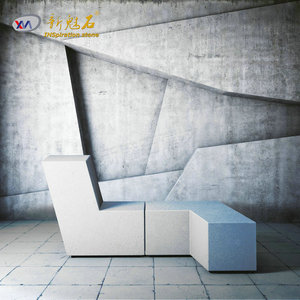 Nuevos Materiales de Construcción de Piedra UHPC, Banco de Combinación Irregular, Asiento de Cemento Urbano Minimalista Blanco - Product Image 1