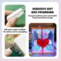 Ours en peluche lumineux tenant un coeur rouge LED ours rose pour la Saint-Valentin anniversaire anniversaire cadeau de Noël adulte enfant présent