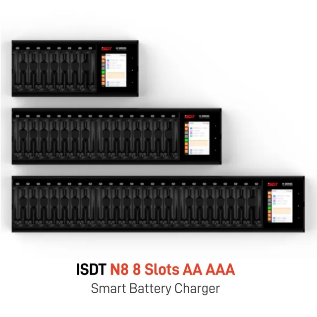 ISDT N8 8 Slots AA AAA Smart Battery Charger 1.5A Quick Balanced Charger 2.4 IPS Touch Screen for LiIon LiHv Life NiMh RC Parts