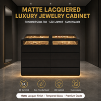 Armoire à bijoux en cuir crème, directement de l'usine, avec dessus en verre trempé fumé, éclairage LED et rangement écologique