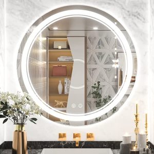 Aluminum Frame LED Luminous <strong>Light</strong> Mirror Wash Basin Wall Hanging Round Mirror <strong>Bathroom</strong> Smart <strong>Bathroom</strong> Mirror - Product Image 6