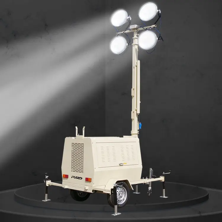 8.5kw Generator Portable Mobile Light Tower 9m Height Generator Mobile Trailer Lighting Towers