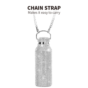 Diamond Rhinestone Stainless Steel 500ml Leak-Proof Vacuum <b>Flask</b> with Handle and Lid - Product Image 3