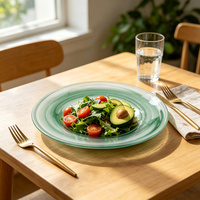 270mm Grüne Wirbel-Glasplatte Salat-Servierteller Bleifreier Speiseteller für Restaurant und Zuhause mit Individuellem Logo OEM Großhandel Fabrik