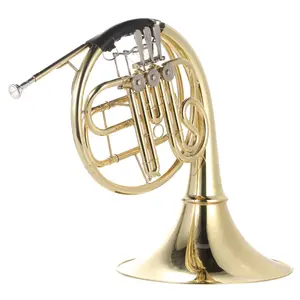 French Horn B/Bb Flat 3 Key Brass Gold Lacquer Single-Row Split Wind Instrument