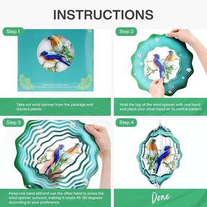Déstockage entrepôt USA : Éoliennes 12 pouces, Décoration de jardin, Illusion holographique vent et temps, Colibri - Product Image 3