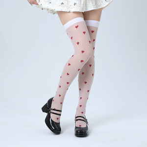 Japanese JK Style Heart Pattern Knee High Stockings 15D Thin Transparent Women's Spring Autumn Wear - Product Image 2