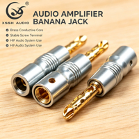 Konektor Jack Speaker YIVO XSSH Audio Grosir Tipe Sekrup Male Banana Plug Berlapis Emas Kuningan untuk Amplifier Audio