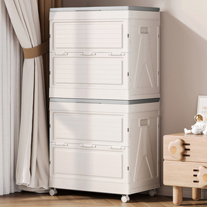 Clothing Organizer <b>Storage</b> Box White Rectangle Foldable Standing Type With Wheels For Home Use - Product Image 1