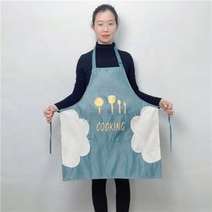 Tablier en coton polyester recyclé avec serviette de nettoyage Tablier accessoire de cuisine avec poche - Product Image 1