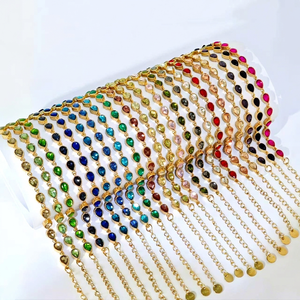 18K Gold Plated Waterproof Stainless Steel Multicolor Zircon Tassel <b>Bracelet</b> Women Daily Wedding Party Wholesale Fashion Jewelry - Product Image 1