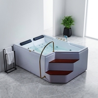 Baignoire de luxe moderne en acrylique blanc écologique pour une personne, avec massage à air, bain à remous et drain d'angle, idéale pour appartement, villa, hôtel