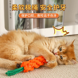 Jouet à mâcher en forme de fruit d'arum pour chat, orange-rouge, durable, bâton de dentition pour chats, style dessin animé, jouet pour animaux de compagnie - Product Image 2