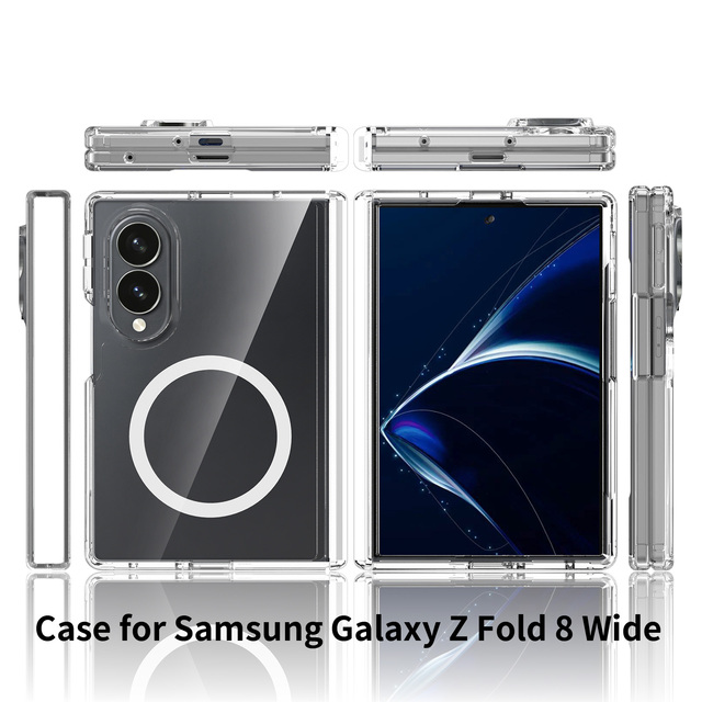 Wholesale Foldable Magnetic Clear Phone Case for Samsung Z Fold 8 Wide Shockproof Anti-Yellow Lightweight OEM ODM