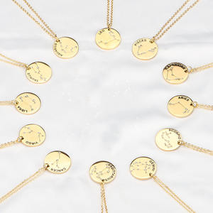 Collana di gioielli rotondi in acciaio inossidabile da donna 316L astrologia dodici <span class=keywords><strong>segni</strong></span> <span class=keywords><strong>zodiacali</strong></span> oro rosa oro argento ciondolo collana - Product Image 6