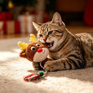 OEM/ODM Luxury Christmas Themed Durable Squeaky Catnip <b>Cat</b> Toy Custom Brand Packaging Eco-Friendly Soft Plush Chew Toy Holiday - Product Image 2