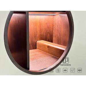 Best Living Room <b>Storage</b> Display Cabinets Modern Furniture Solid Wood Beige Round Cabinet With <b>Drawer</b> and Light Beige Cabinet - Product Image 2