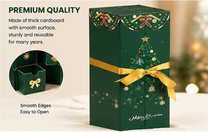 Green Christmas Drawer Gift Box with Ribbon Rigid Cardboard Empty Mystery Box for Holiday Surprise Packaging and Luxury Gifts - Product Image 2