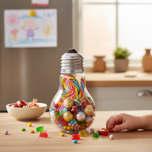 Barattolo Contenitore per Dolci e Snack in PET Smerigliato a Forma di Lampadina da 80ml, per Alimenti, con Tappo a Vite, Ideale per Bambini e Pittura Fai-da-te - Vendita all'Ingrosso - Product Image 5