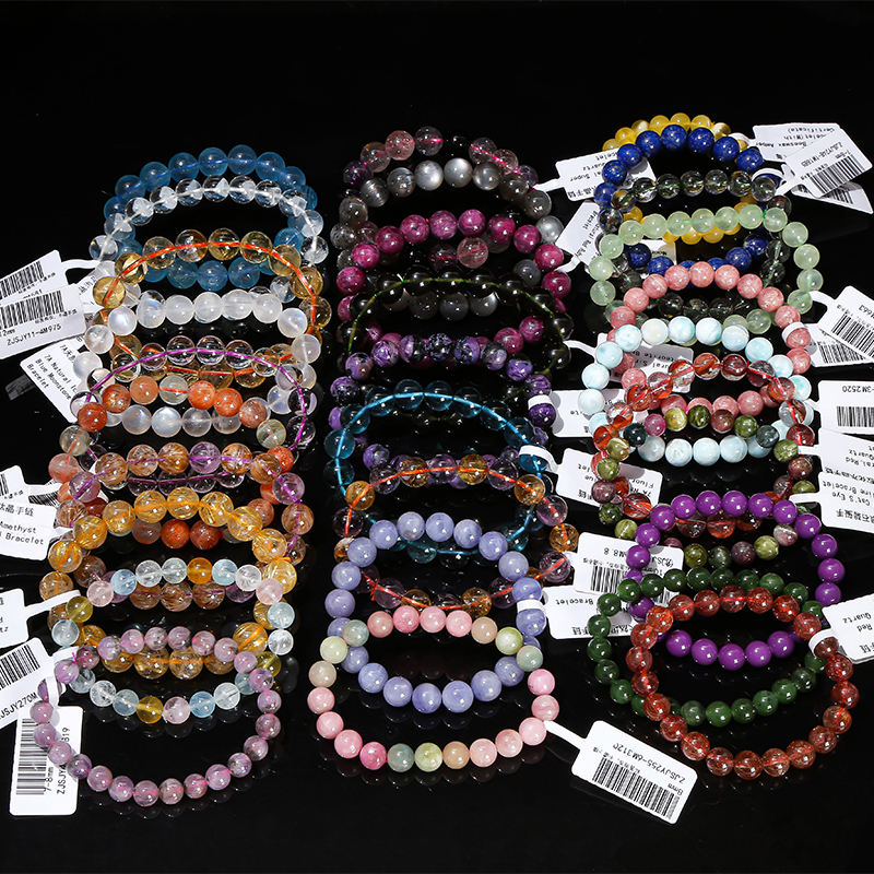 Bracciali In Pietre Naturali Elastici Uomo/Donna - Set 2 Con Perle Di Ricambio - Landorilo