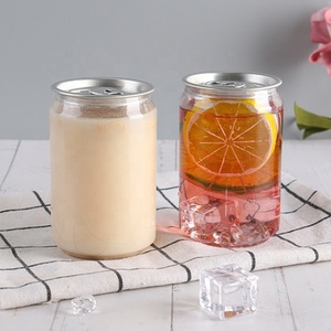 Transparent 250ml 330ml 500ml 650ml PET Plastic Easy Open Can Beverage Soft Can for Drink Soda Coffee