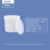 Pot en plastique vide Umetass de 500 ml avec couvercle à vis, récipient en plastique de qualité alimentaire, pot en HDPE étanche pour crème, lotion, baume nettoyant