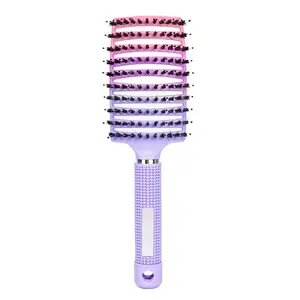 Hot Sell Curved Style Hollowed Hair Brush Boar Bristle Detangling Hair Brushes