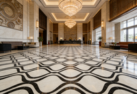 Médaillon personnalisé en marbre gravé au jet d'eau avec certification CE, motif sur mesure, incrustation de pierre pour l'entrée de hall d'hôtel, produits en marbre