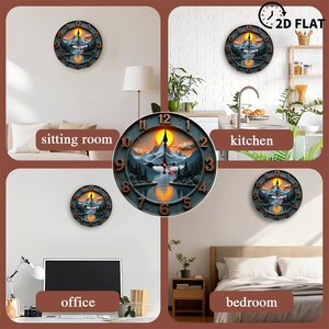 Round Wooden Wall <b>Clock</b> 25x25Cm Vintage Silent Non Ticking Living Room Bedroom Decor <b>Clock</b> - Product Image 3
