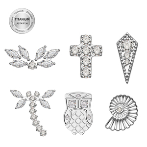 AFTM F136 titanio CNC conjunto pequeño búho caracola libélula Cruz con CZ 16G roscado internamente Labret superior oreja anillo hélice pendiente - Product Image 1