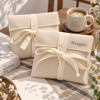 Pochette cadeau en lin avec nœud en ruban, sac enveloppe pour faveurs de mariage, emballage de bijoux, logo personnalisé, vente en gros