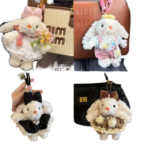 Cặp vợ chồng Thỏ đồ chơi sang trọng Keychain Mặt dây chuyền nhỏ Ear-treo đồ trang trí cho SCHOOLBAGS món quà sinh nhật thú nhồi bông đồ chơi - Product Image 6