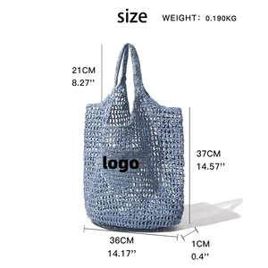 2025 Custom logo Hotsale Women's <strong>Straw</strong> Beach <strong>Bag</strong> Mesh Woven Tote One <strong>Bag</strong> Large Travel Shoulder Tote Hobo <strong>Bag</strong> Handbags Paper - Product Image 3