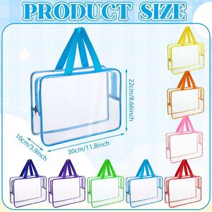 Wholesale <b>Plastic</b> Clear PVC Cosmetic Bag Custom Logo Waterproof PVC Makeup Bag Reusable Clear Toiletry <b>Tote</b> Bag with Handle - Product Image 2