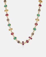 Collar de Zirconia con Forma Única, Resistente al Deslustre, de Larga Duración, Color Arcoíris, Completamente Pavimentado con Moissanita, Chapado en Oro de 18K, Unisex