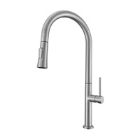Robinet de cuisine Shepherd Crook à douchette extractible haute arche en acier inoxydable brossé en forme de U pour cuisine moderne - Fournisseur en gros