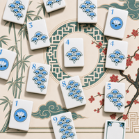 Juego de Mahjong Americano de Acrílico de 3 Capas con Diseño de Lirios de Agua Orientales, 166 Fichas Verdes, Base Verde para Regalo, Venta al por Mayor