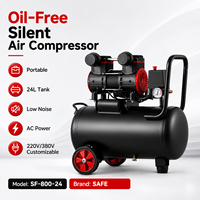 Compresseur d'air silencieux sans huile portable 24L, compresseur d'air à piston 220V 380V pour la réparation automobile et l'atelier