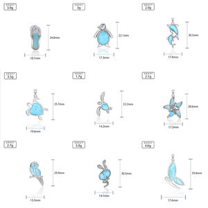 Liontin hewan laut perak 925 dengan Larimar dengan cermat dibuat untuk pakaian elegan gaya lucu untuk pesta dan hadiah - Product Image 6