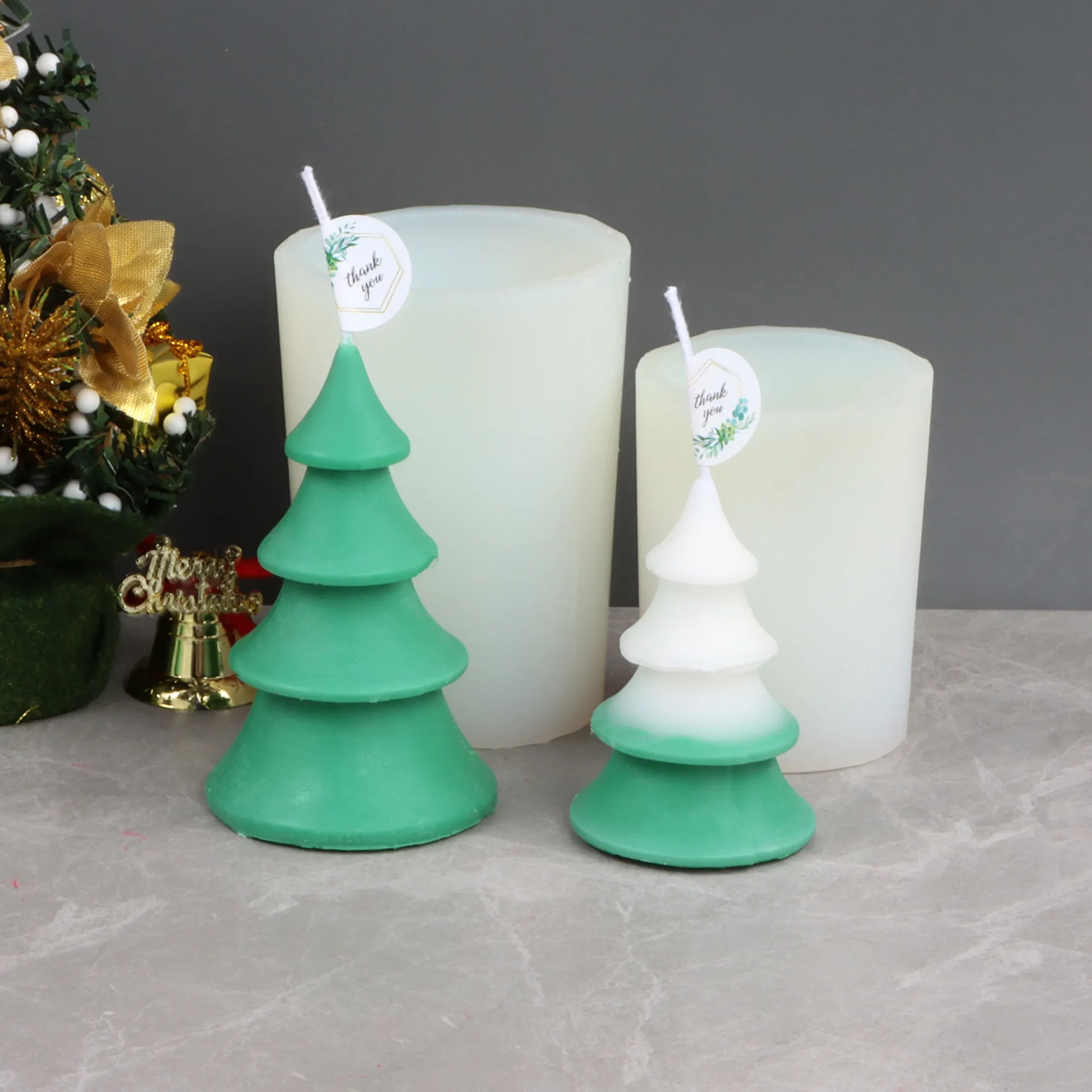 3D חג המולד אורן עץ נר סבון עובש עוגת קישוט אפיית כלי DIY סיליקון Chrismas נר עובש