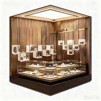Vitrine de présentation de bijoux de luxe en acier inoxydable écologique avec éclairage LED, vitrine en verre commerciale pour magasin de détail haut de gamme